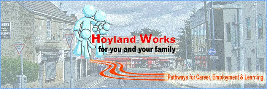 Page banner showing Hoyland Town Centre and logo.